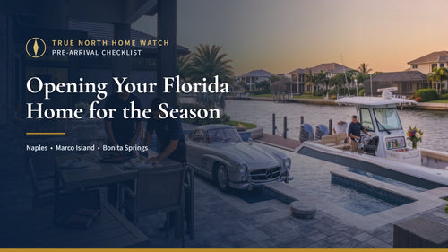 Naples waterfront home with a classic car and boat with the title Opening Your Florida Home for the Season
