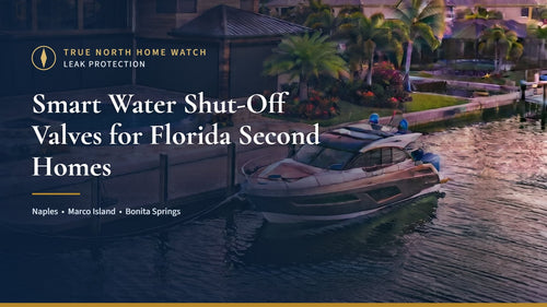 Florida waterfront home and pool with the title Smart Water Shut-Off Valves for Florida Second Homes
